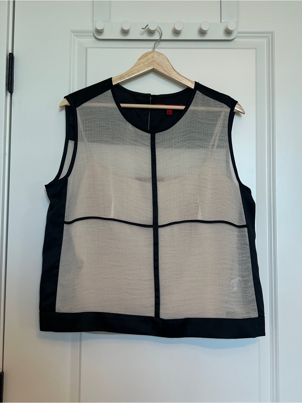Narciso Rodriguez Black and Cream Sheer Panel Camisole